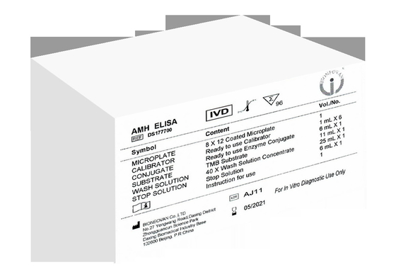ชุดทดสอบ AMH ELISA 3 ชั่วโมง 18 เดือน อายุการใช้งานด้วย CE ISO13485
