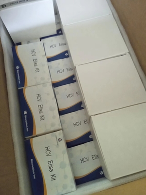 HCV ELISA Test Kit ตัวอย่างแบบบูลด์ โดยไม่มีการปฏิกิริยาข้าม เพื่อการทดสอบที่แม่นยํา